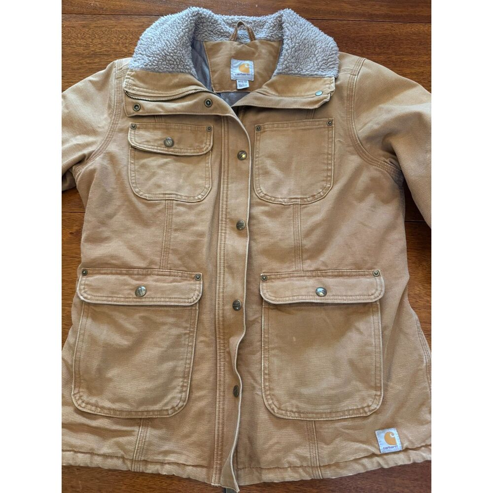 Carhartt Women’s Sandstone Wesley Coat Sherpa Lined Duck Canvas Jacket 102247 - Picture 8 of 13